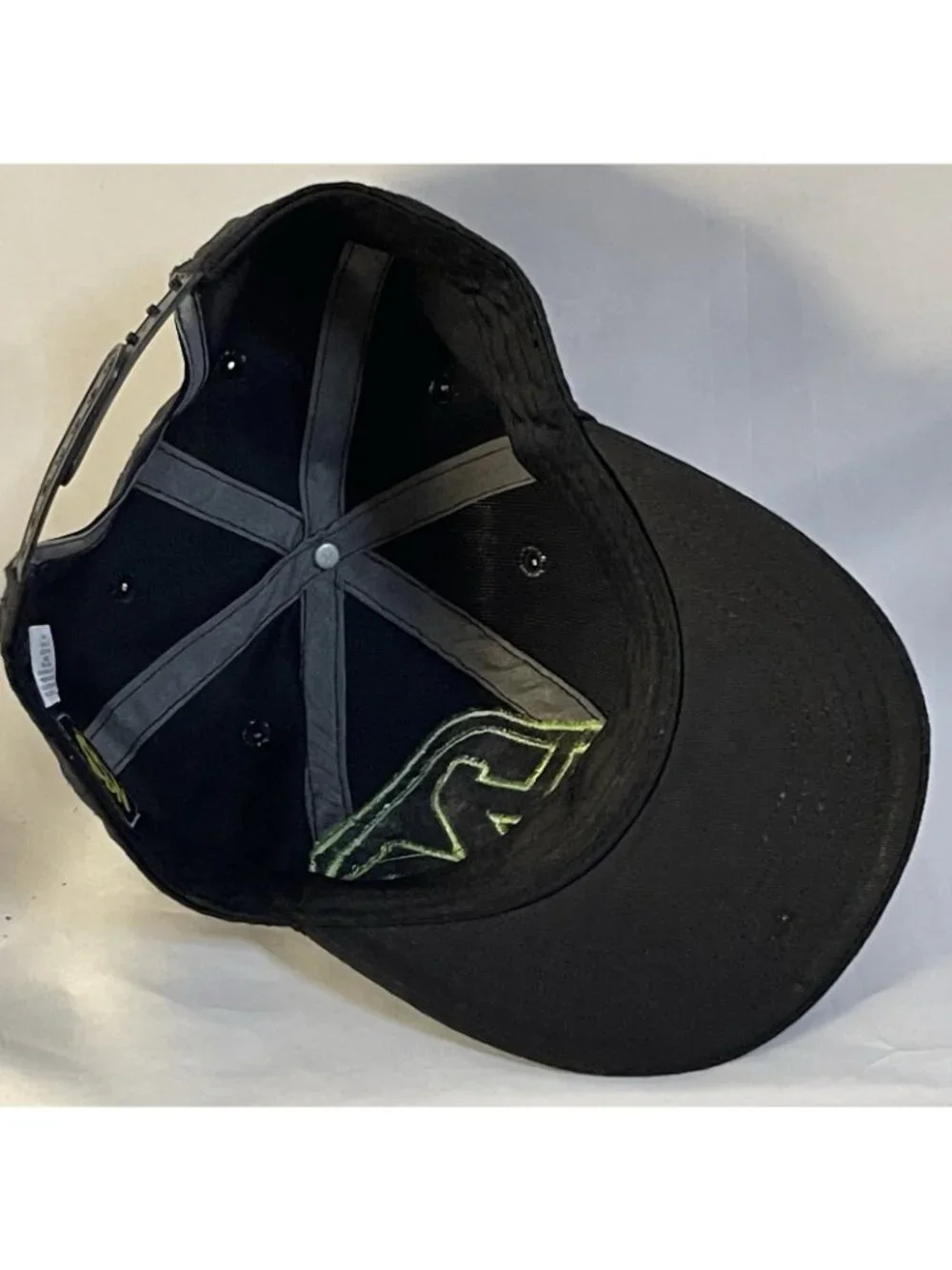 NSS Nice Skate Shoes Skull Snapback Hat Black Neon Green Skate Cap Y2K Style